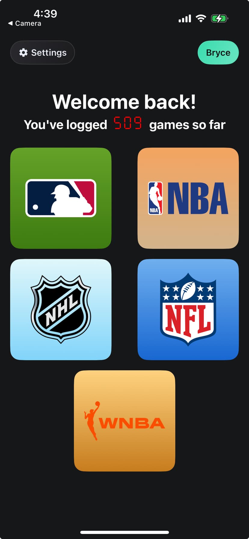 SportsTracker app screenshot