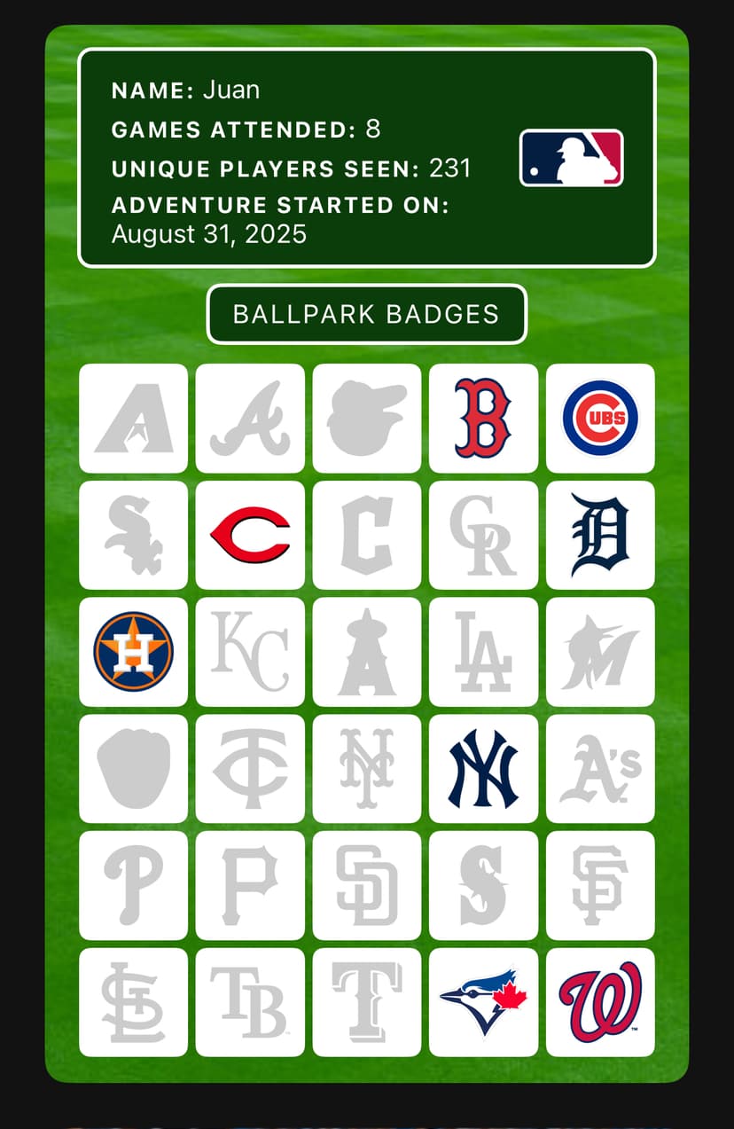 MLB badge card